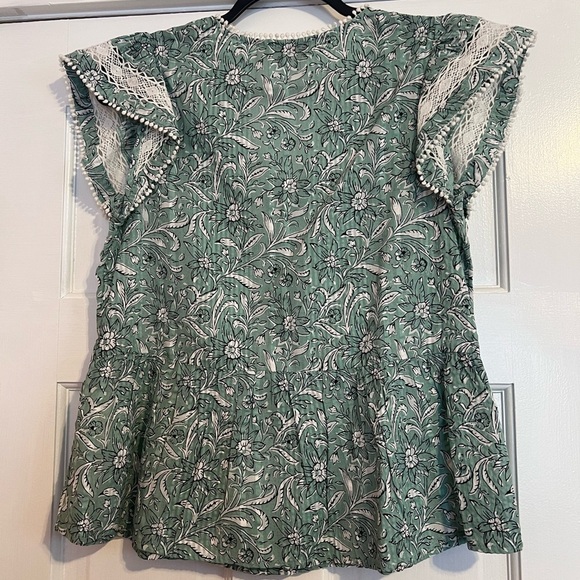 #45 LOFT • SAGE GREEN LACE DETAILED BLOUSE - Picture 5 of 9